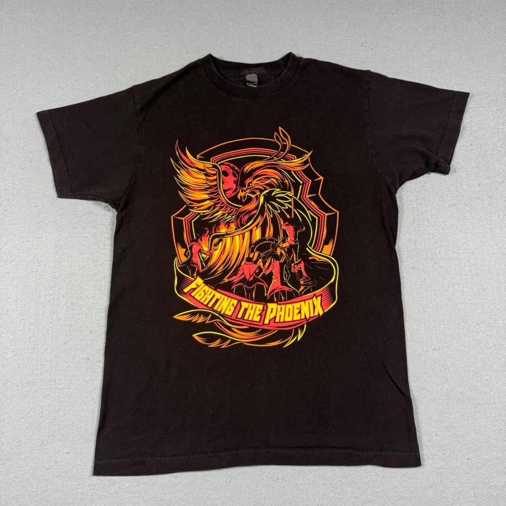 Tultex Fighting The Phoenix T-Shirt Mens Medium Black Cotton Graphic Band Tee